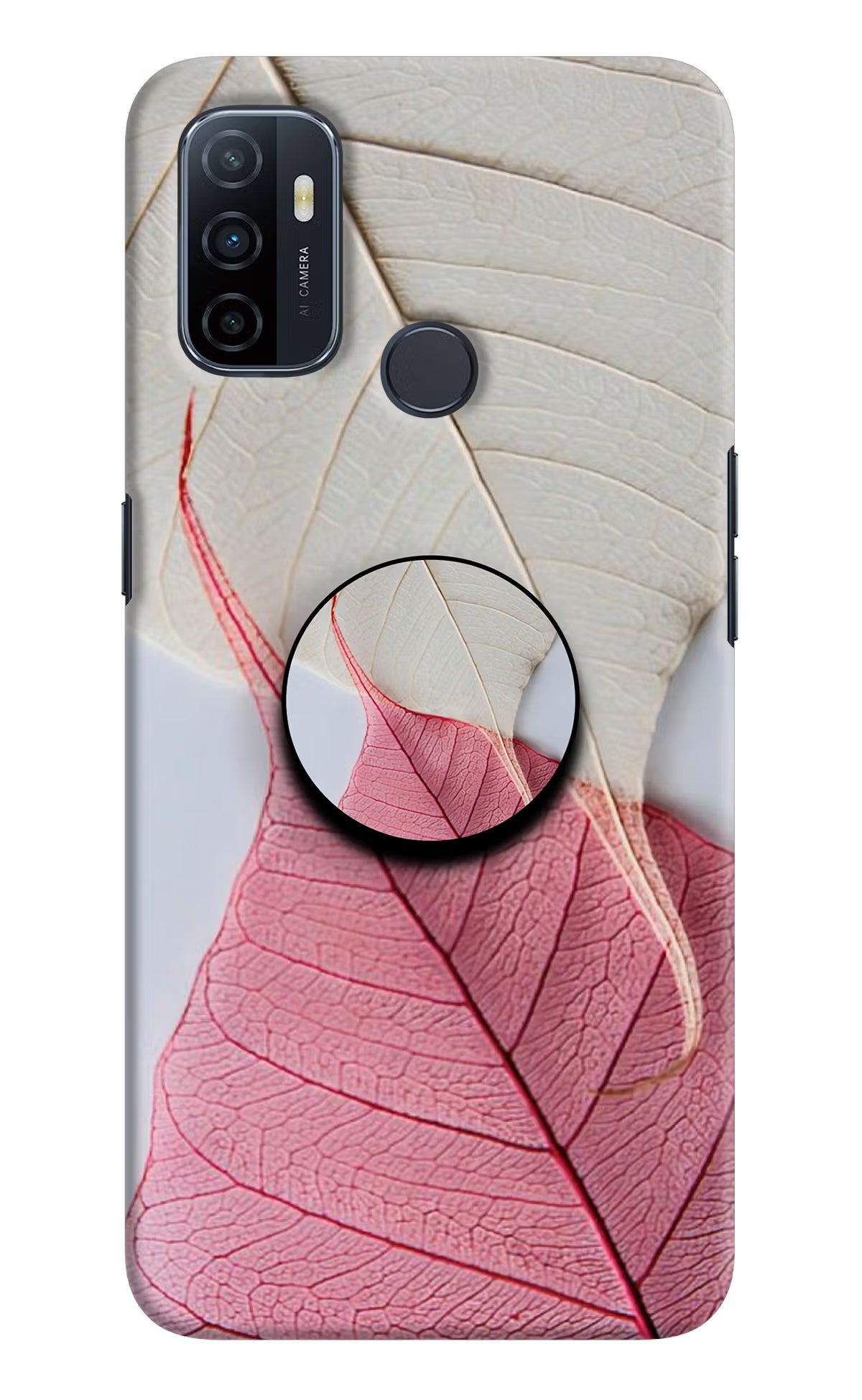White Pink Leaf Oppo A53 2020 Pop Case by Casekaro