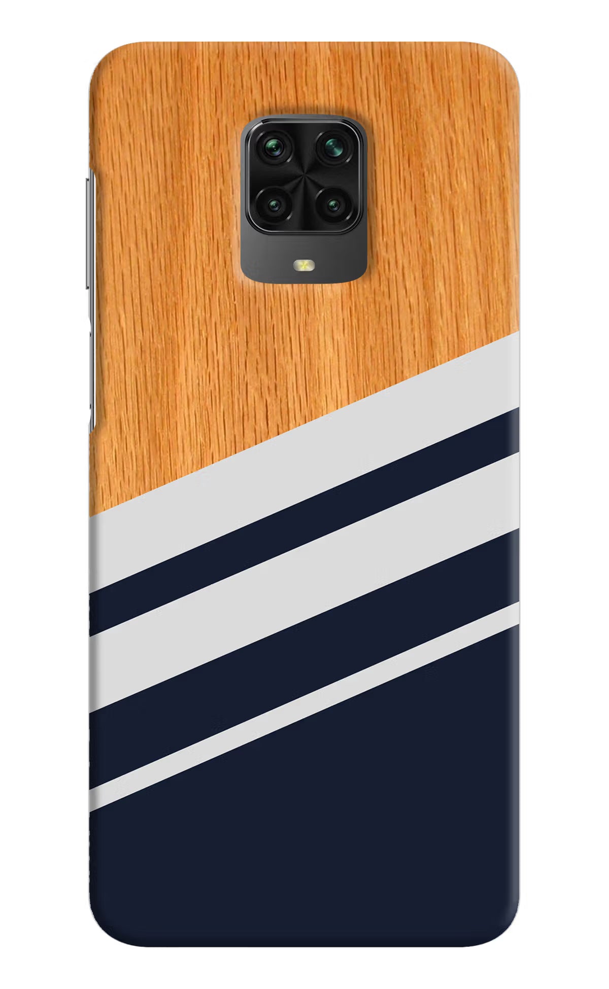 Blue and white wooden Poco M2 Pro Hard Case Back Cover by Casekaro