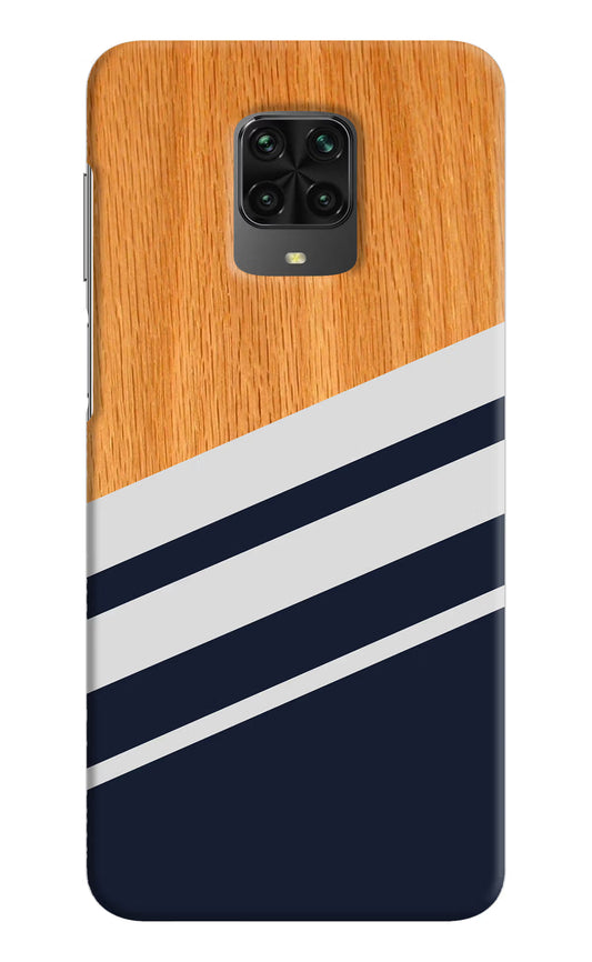 Blue and white wooden Poco M2 Pro Hard Case Back Cover by Casekaro