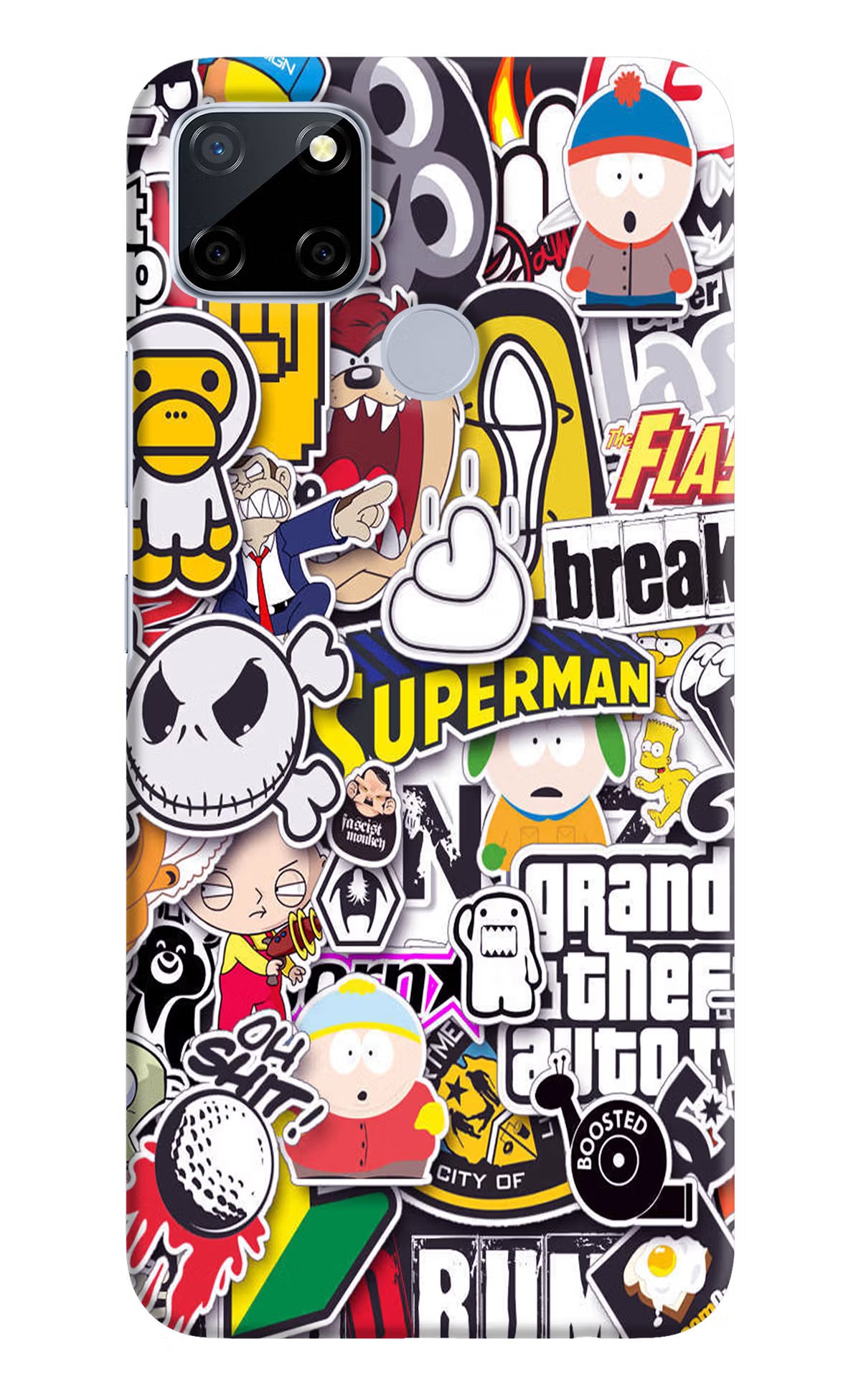 Sticker Bomb Realme C12/Narzo 20 Hard Case Back Cover by Casekaro