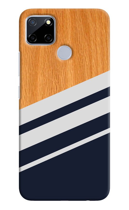 Blue and white wooden Realme C12/Narzo 20 Hard Case Back Cover by Casekaro
