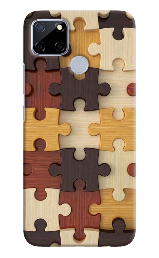 Wooden Puzzle Realme C12/Narzo 20 Hard Case Back Cover by Casekaro