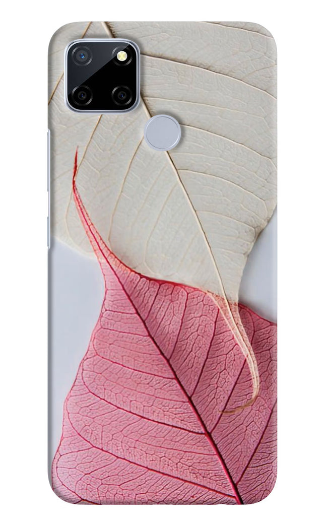 White Pink Leaf Realme C12/Narzo 20 Hard Case Back Cover by Casekaro