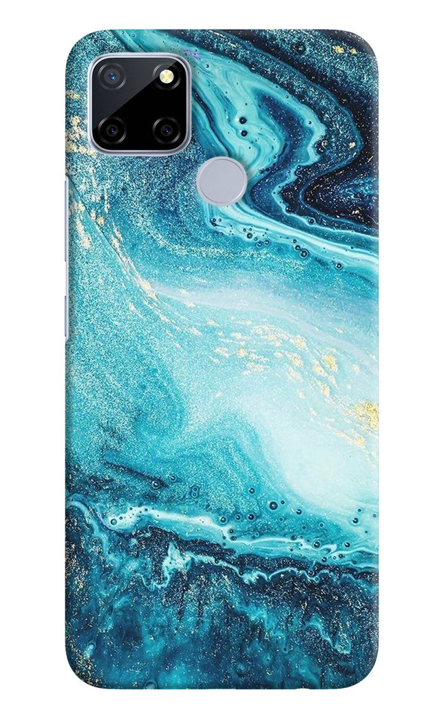 Blue Glitter Marble Realme C12/Narzo 20 Hard Case Back Cover by Casekaro