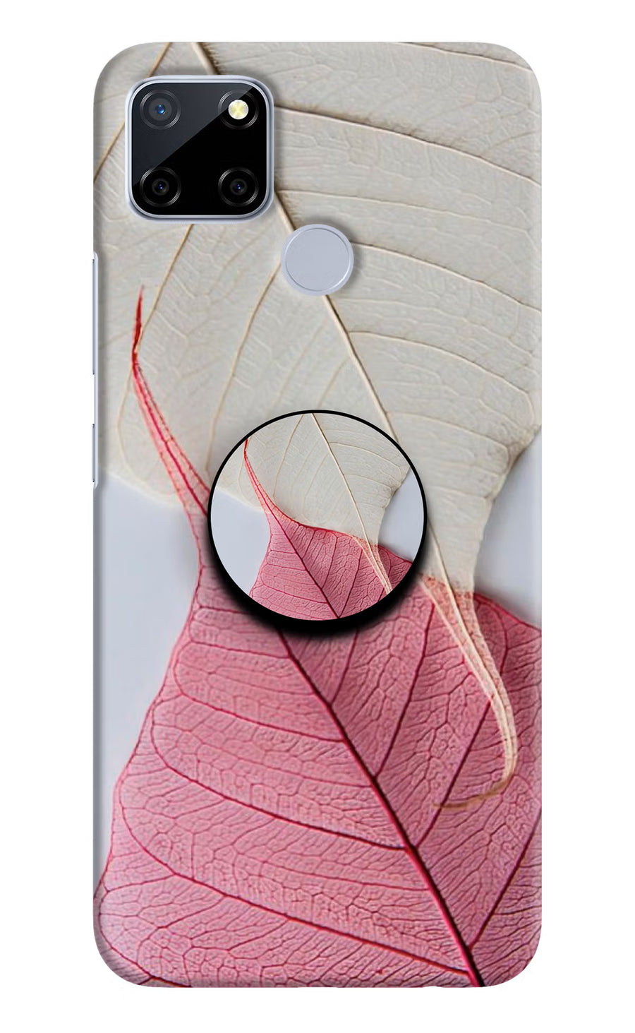 White Pink Leaf Realme C12/Narzo 20 Pop Case, Hard case