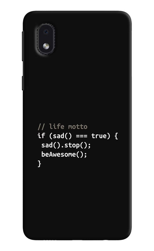 Life Motto Code Samsung M01 Core Hard Case Back Cover by Casekaro