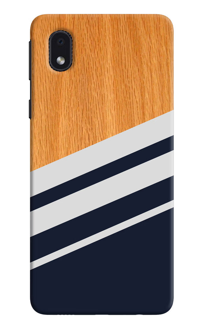 Blue and white wooden Samsung M01 Core Hard Case Back Cover by Casekaro