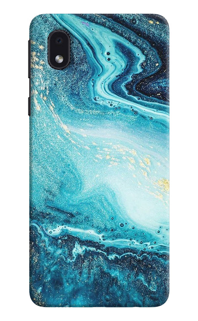 Blue Glitter Marble Samsung M01 Core Hard Case Back Cover by Casekaro