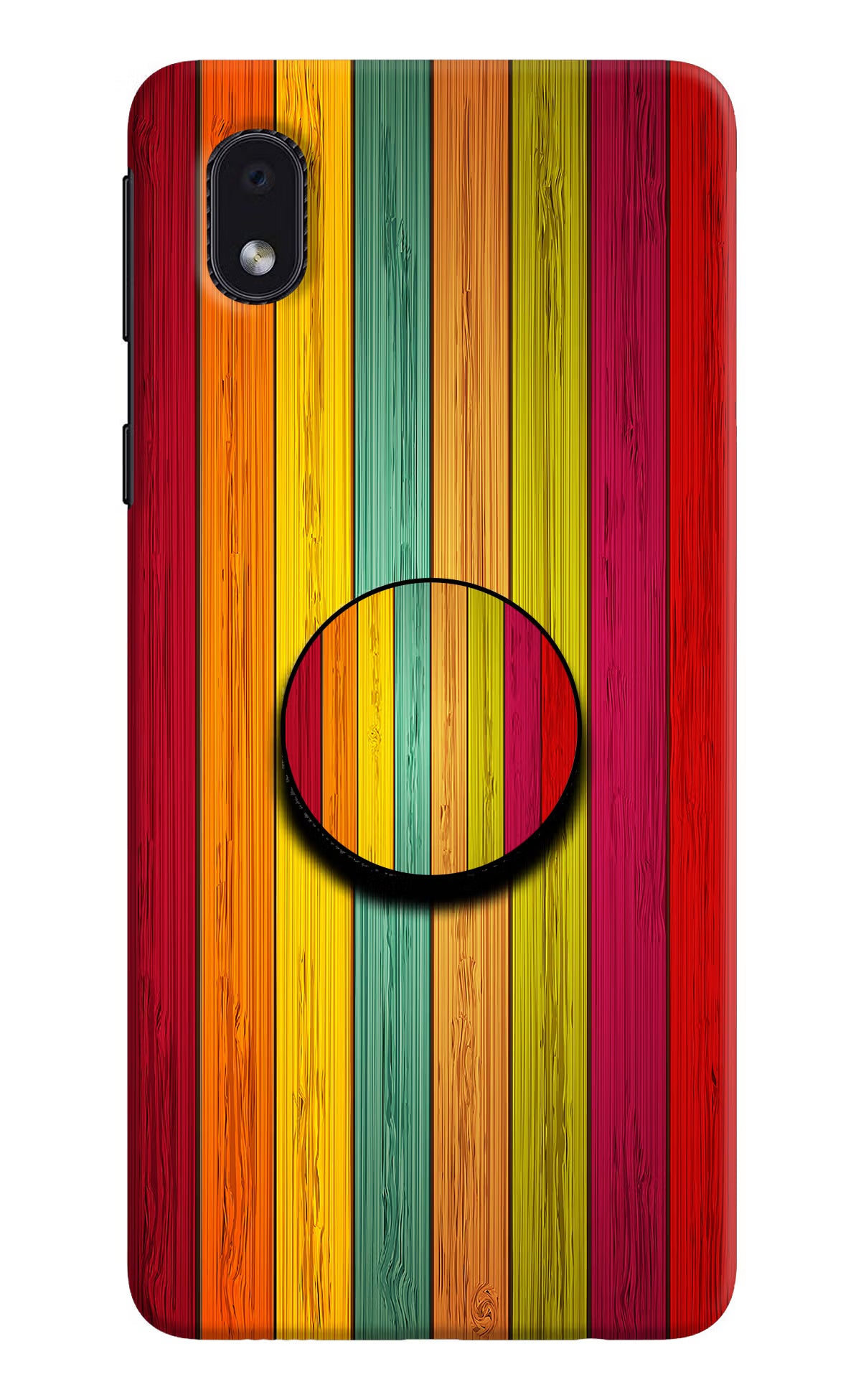 Multicolor Wooden Samsung M01 Core Pop Case by Casekaro