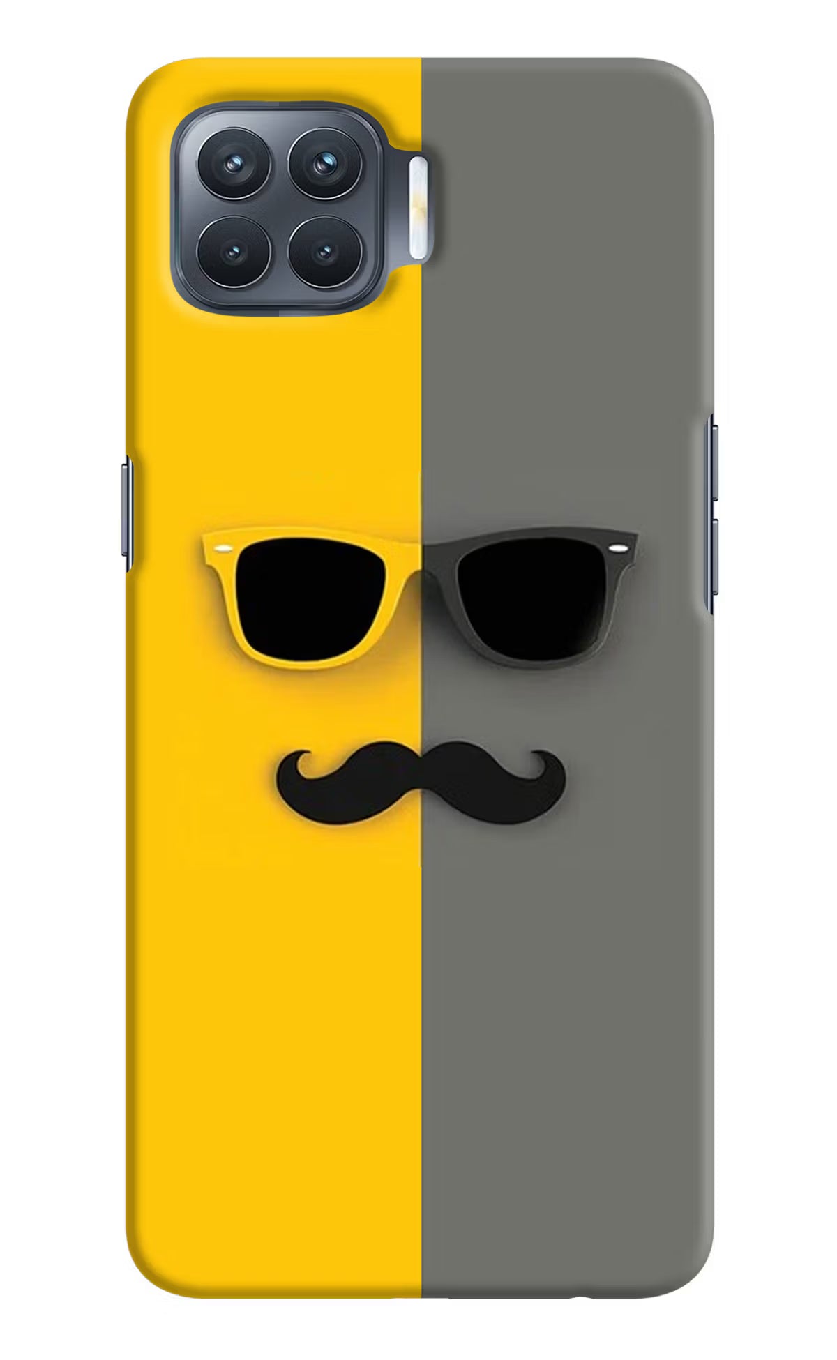 Sunglasses with Mustache Oppo F17 Pro Hard Case Back Cover by Casekaro