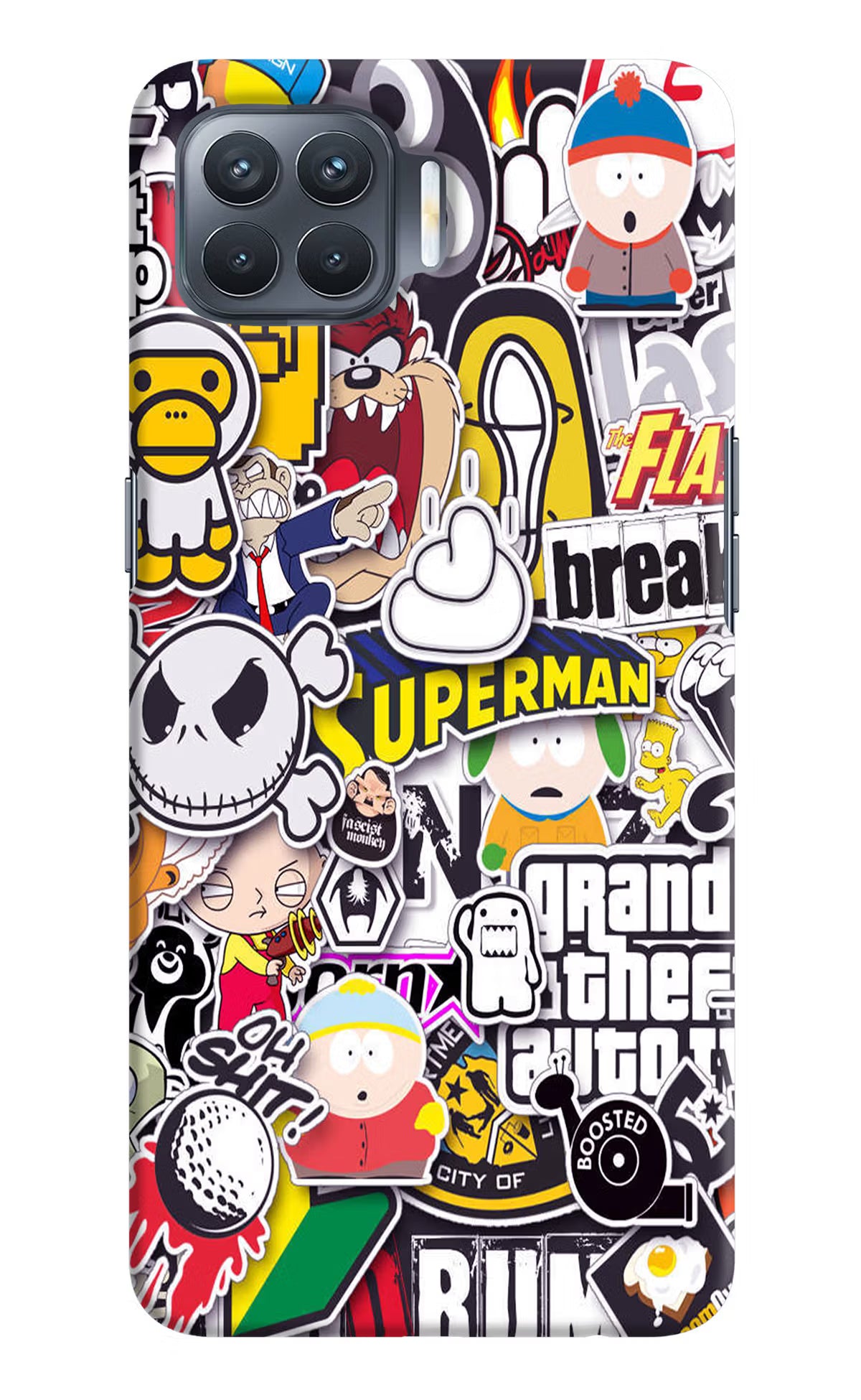 Sticker Bomb Oppo F17 Pro Hard Case Back Cover by Casekaro