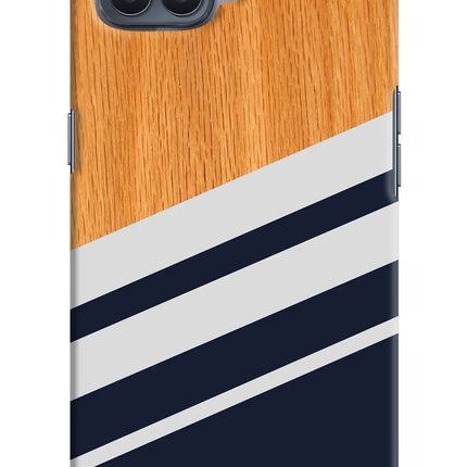 Blue and white wooden Oppo F17 Pro Hard Case Back Cover by Casekaro