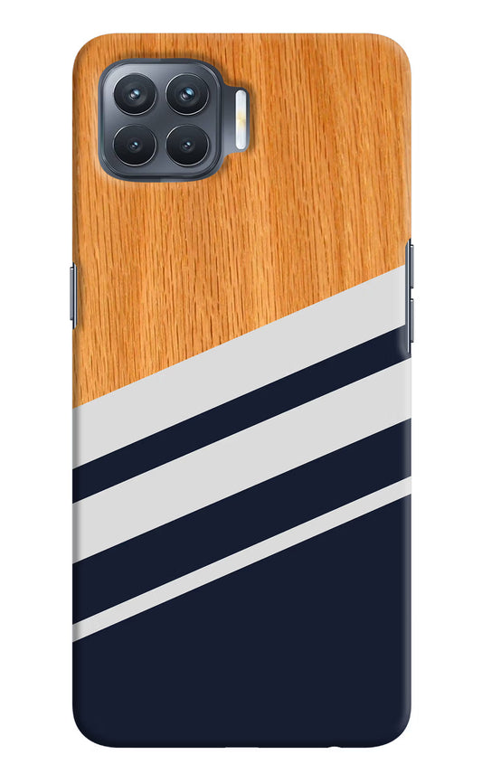 Blue and white wooden Oppo F17 Pro Hard Case Back Cover by Casekaro