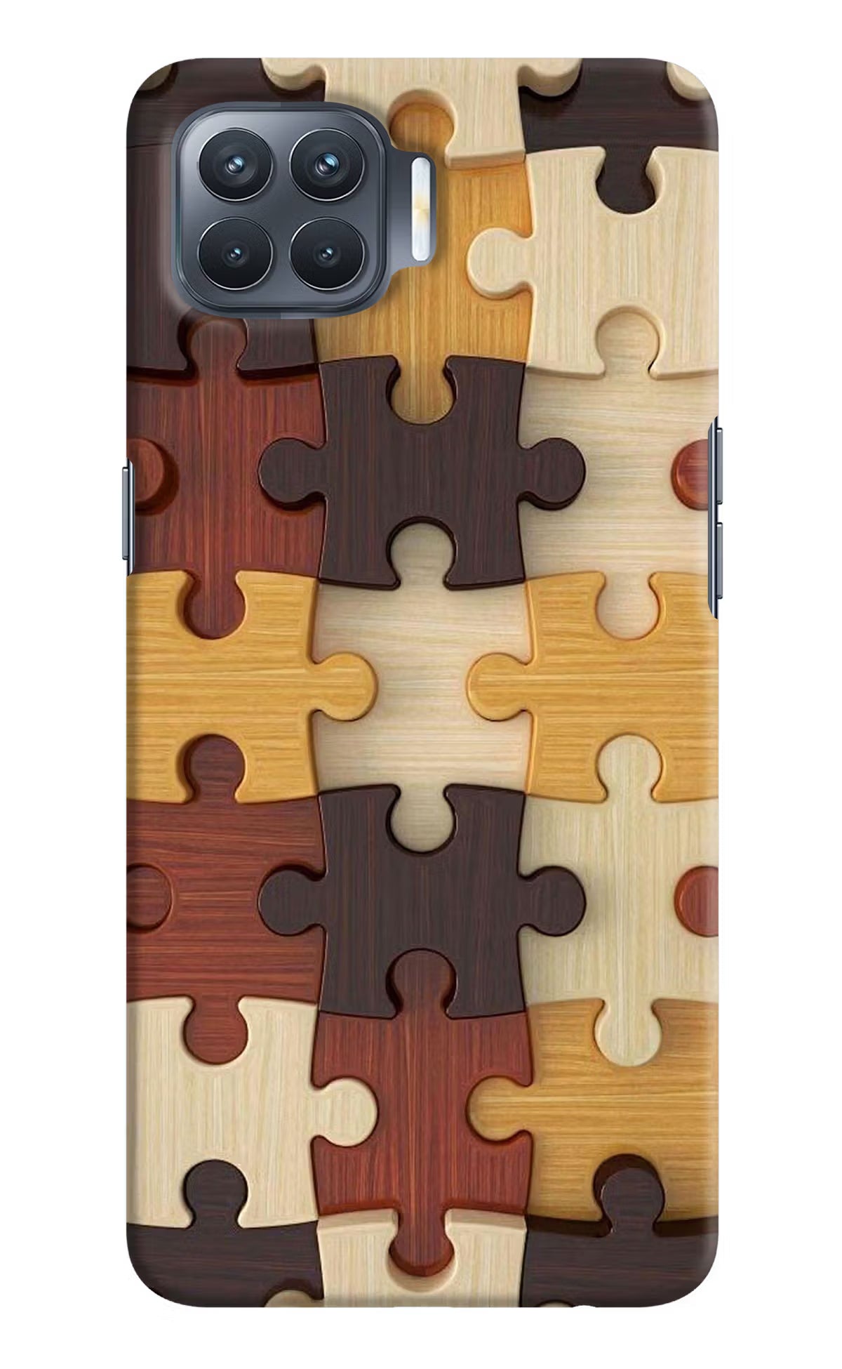 Wooden Puzzle Oppo F17 Pro Hard Case Back Cover by Casekaro