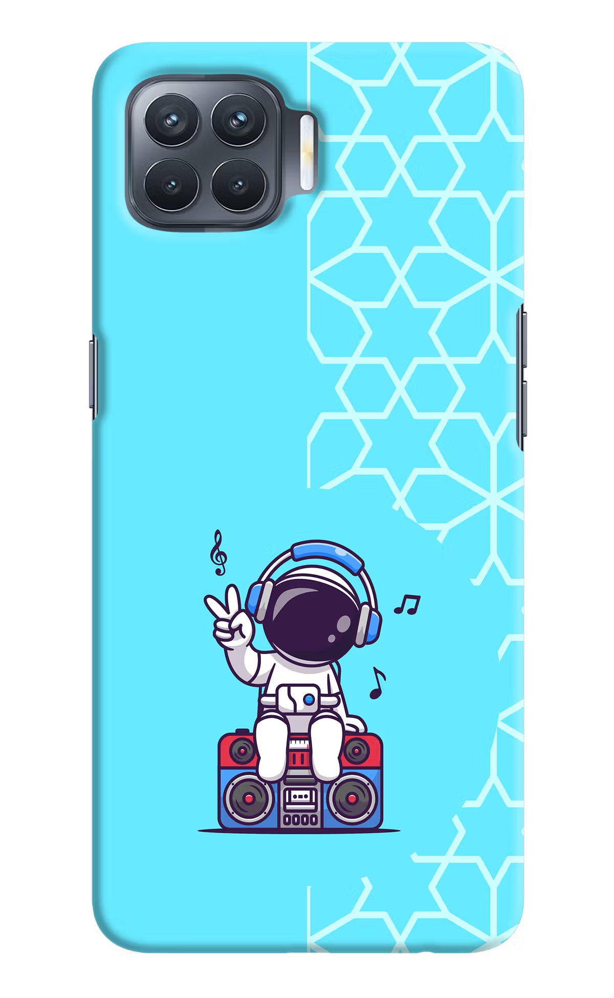 Cute Astronaut Chilling Oppo F17 Pro Hard Case Back Cover by Casekaro