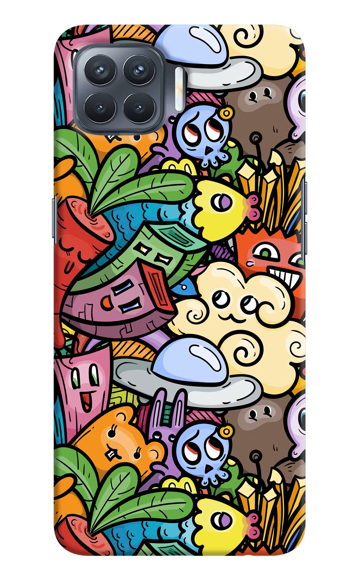 Veggie Doodle Oppo F17 Pro Hard Case Back Cover by Casekaro