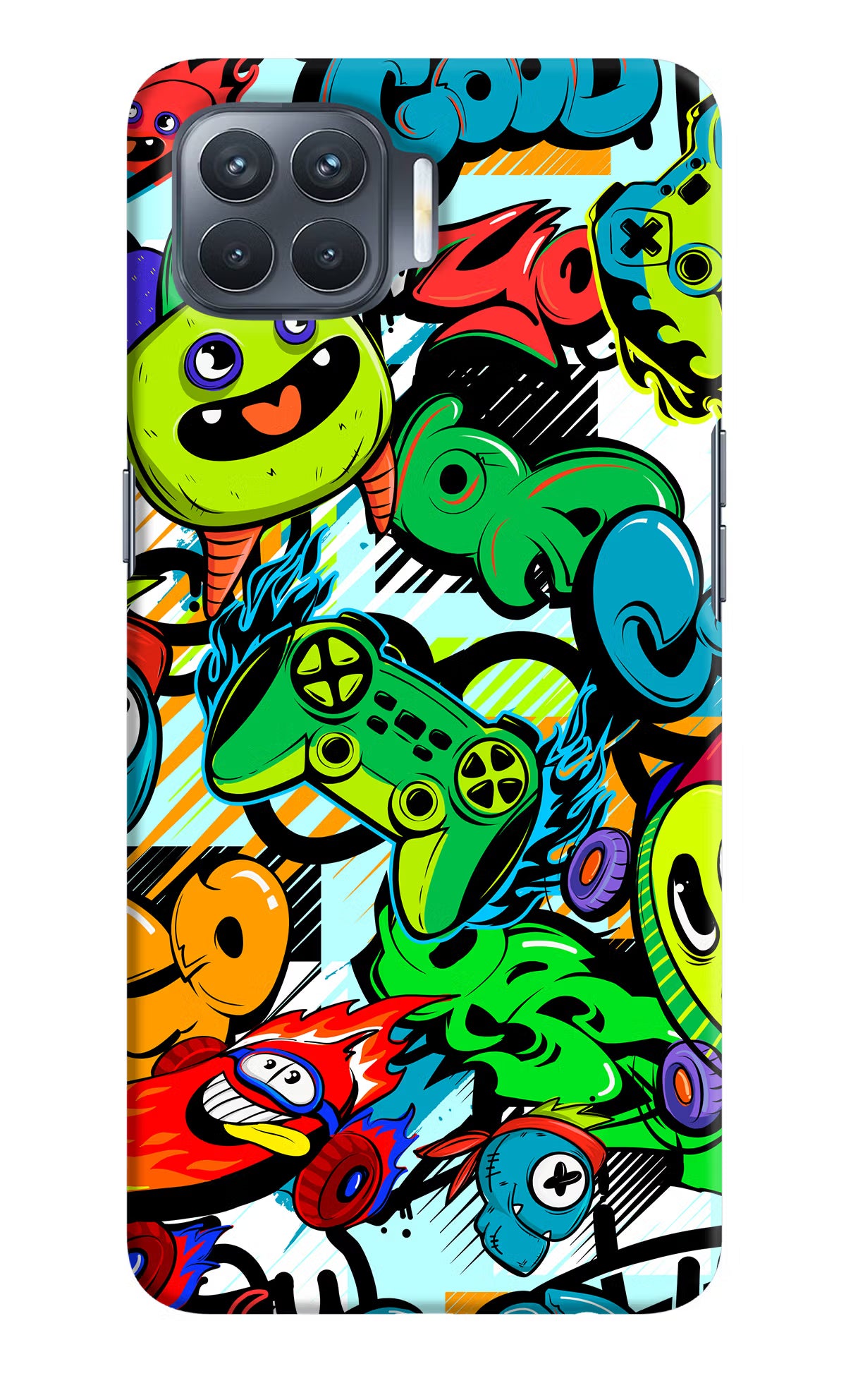 Game Doodle Oppo F17 Pro Hard Case Back Cover by Casekaro