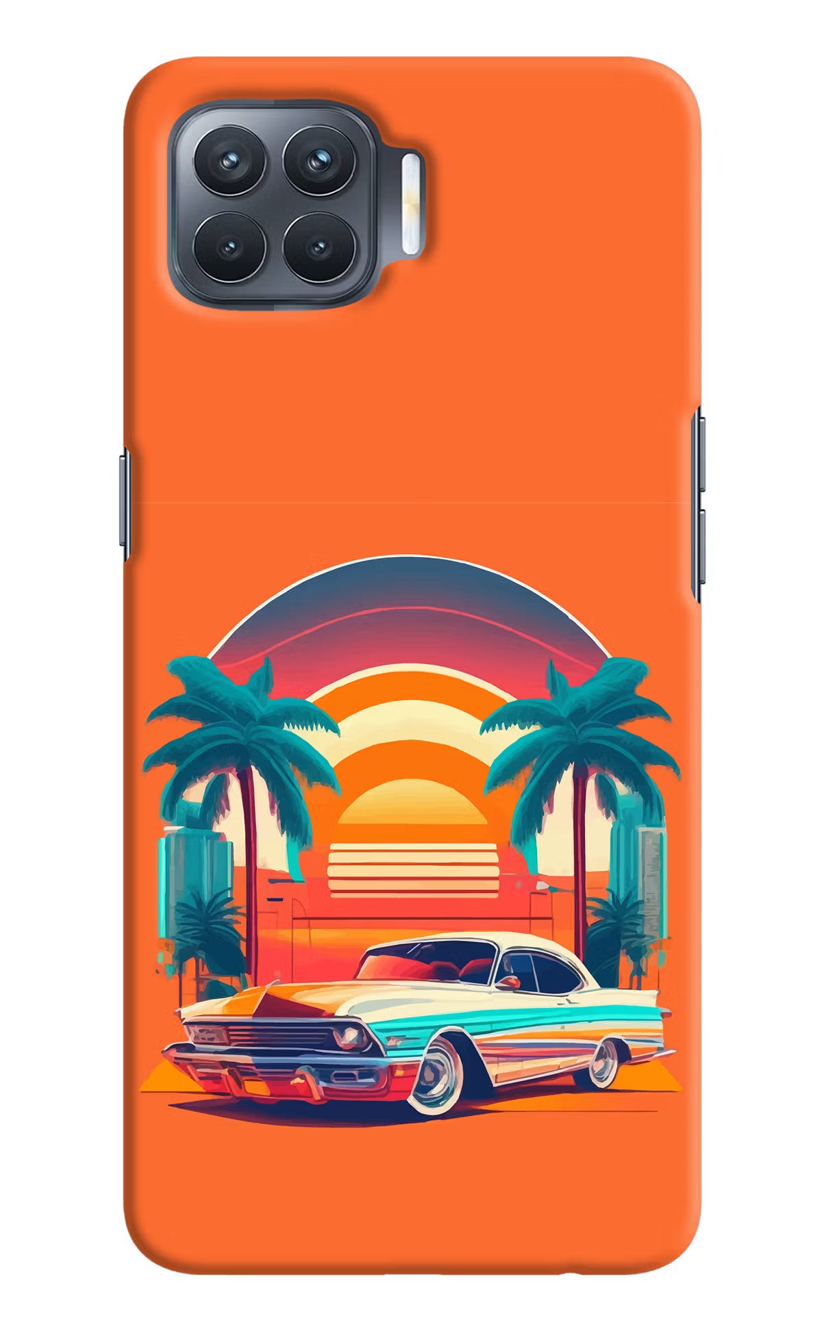 Palm Drive 80s Oppo F17 Pro Hard Case Back Cover by Casekaro