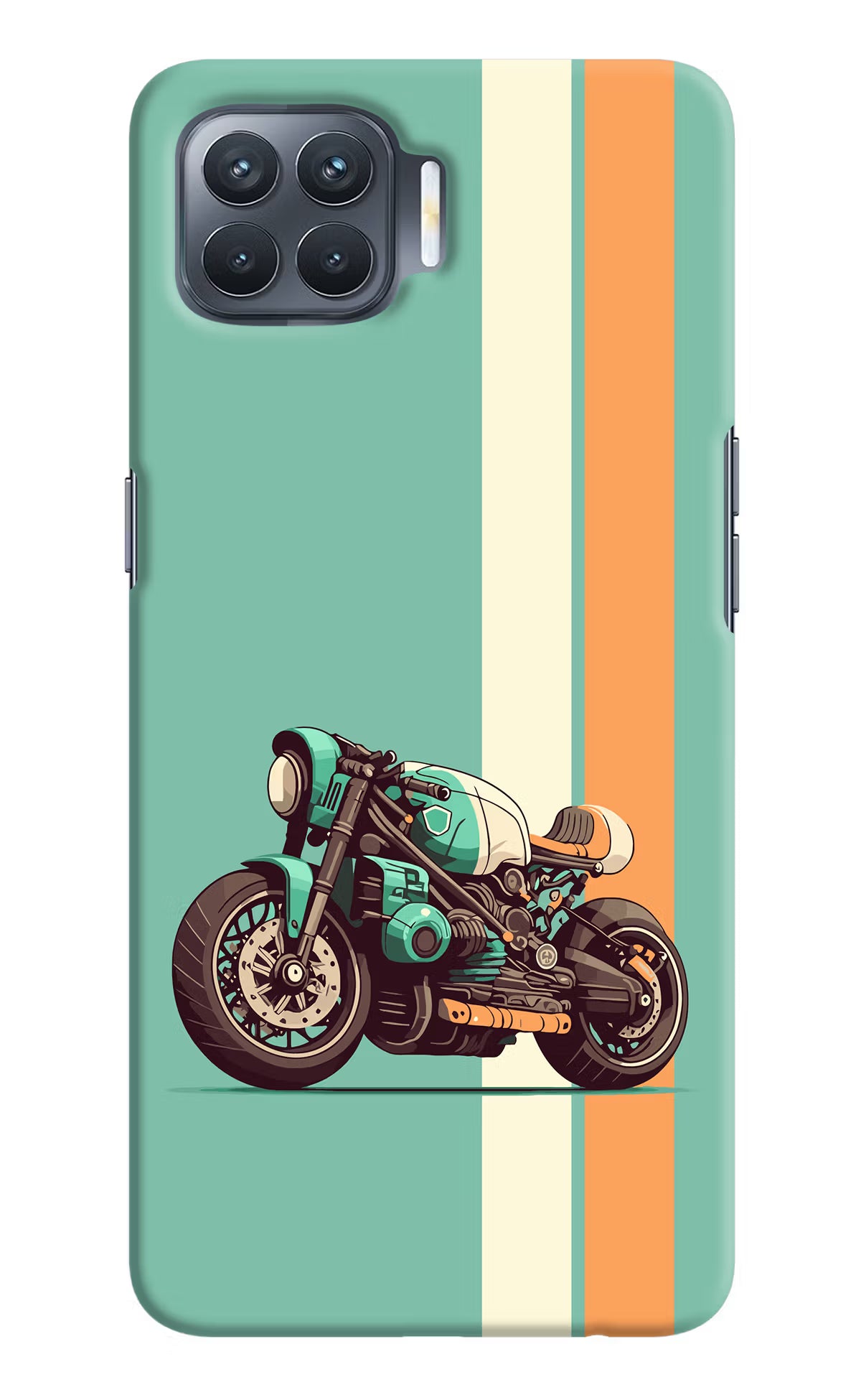 Striped Moto Drift Oppo F17 Pro Hard Case Back Cover by Casekaro