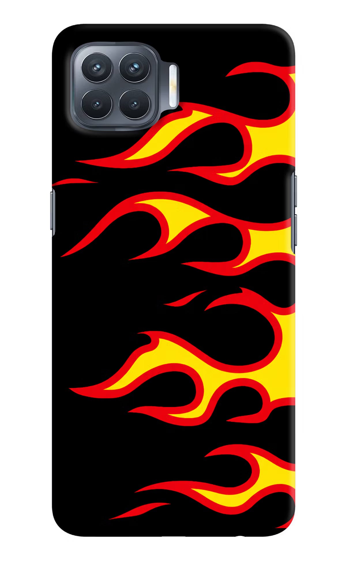 Side Sweep Flames Oppo F17 Pro Hard Case Back Cover by Casekaro