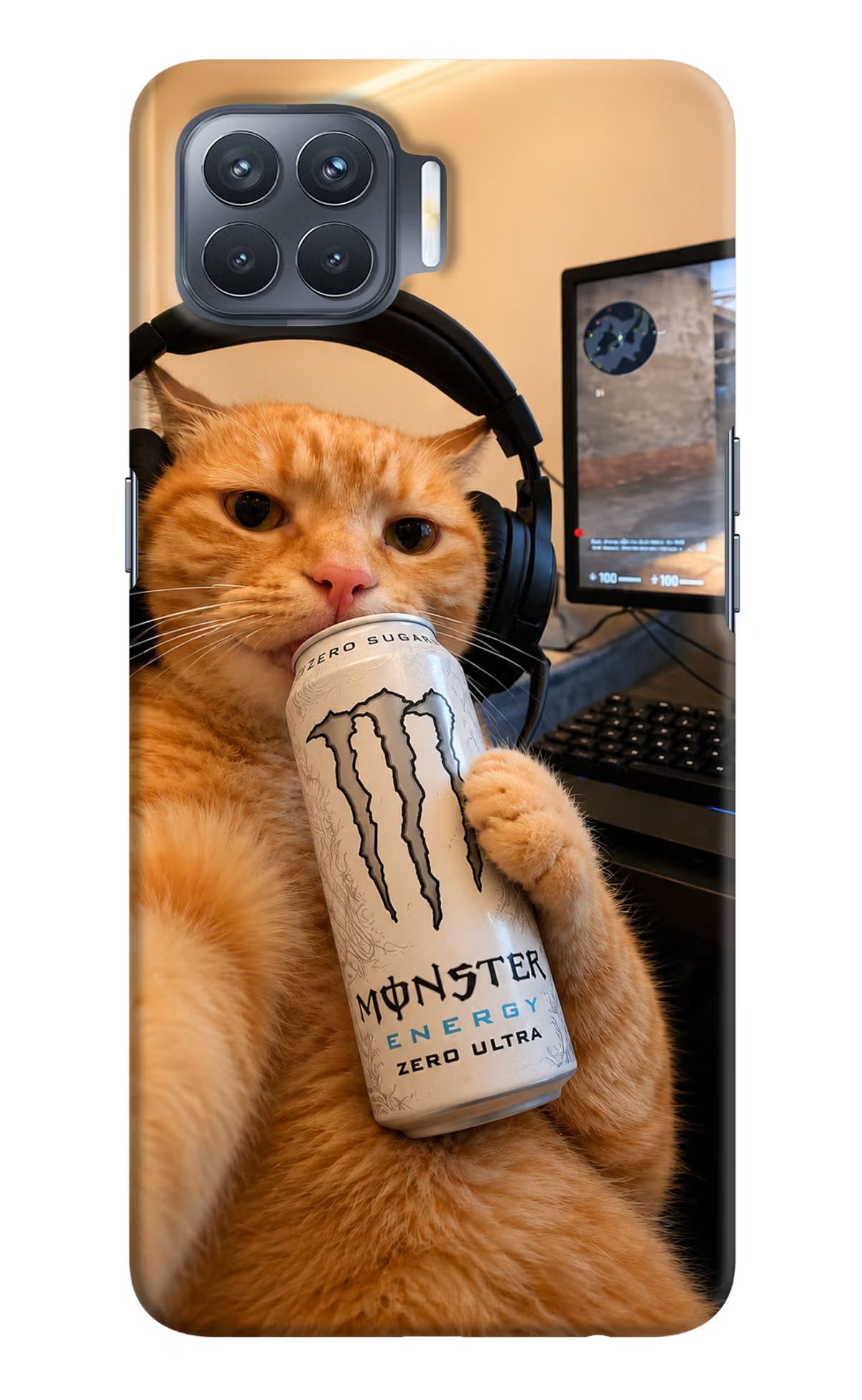 Gamer Cat Energy Oppo F17 Pro Back Cover