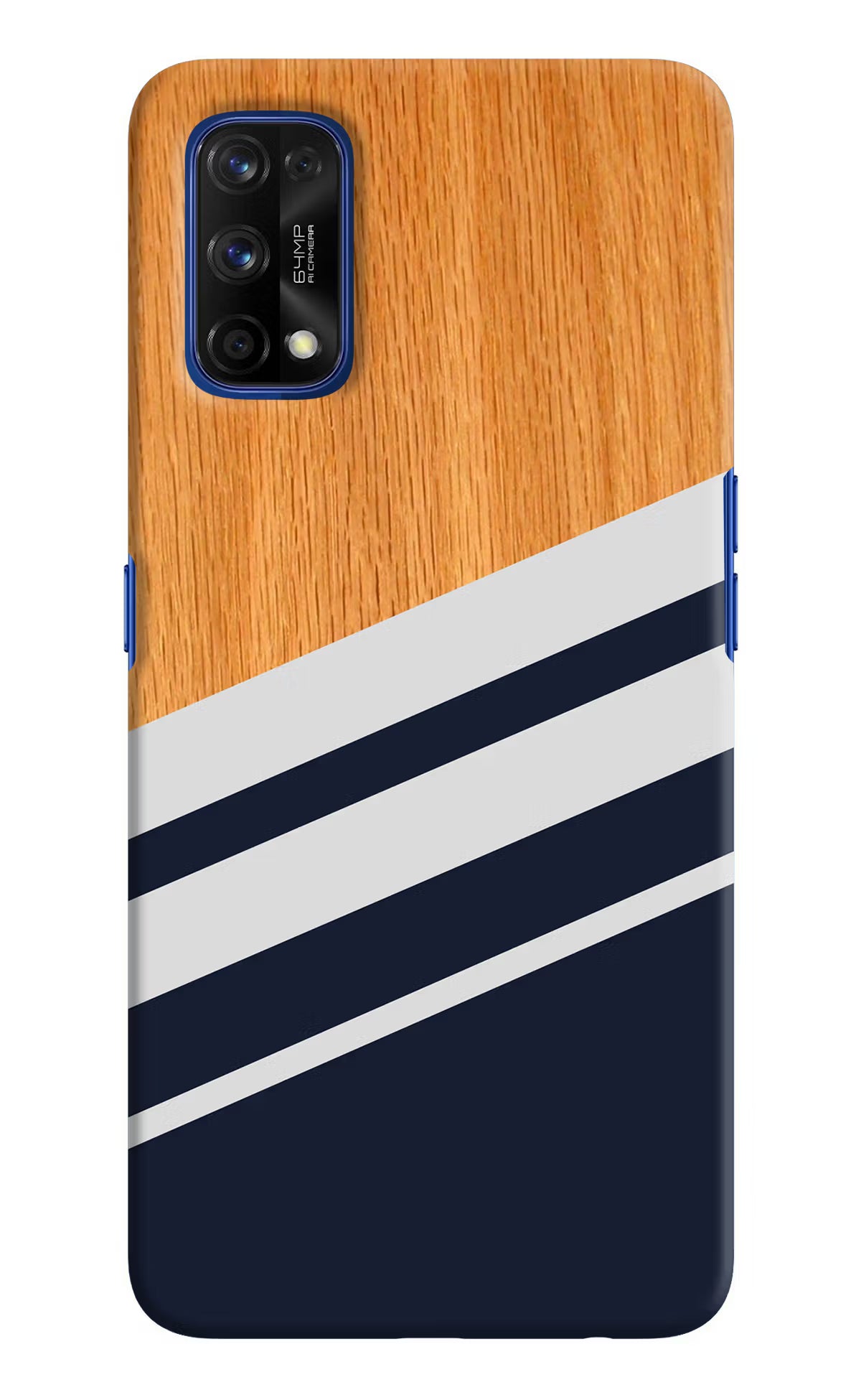 Blue and white wooden Realme 7 Pro Hard Case Back Cover by Casekaro