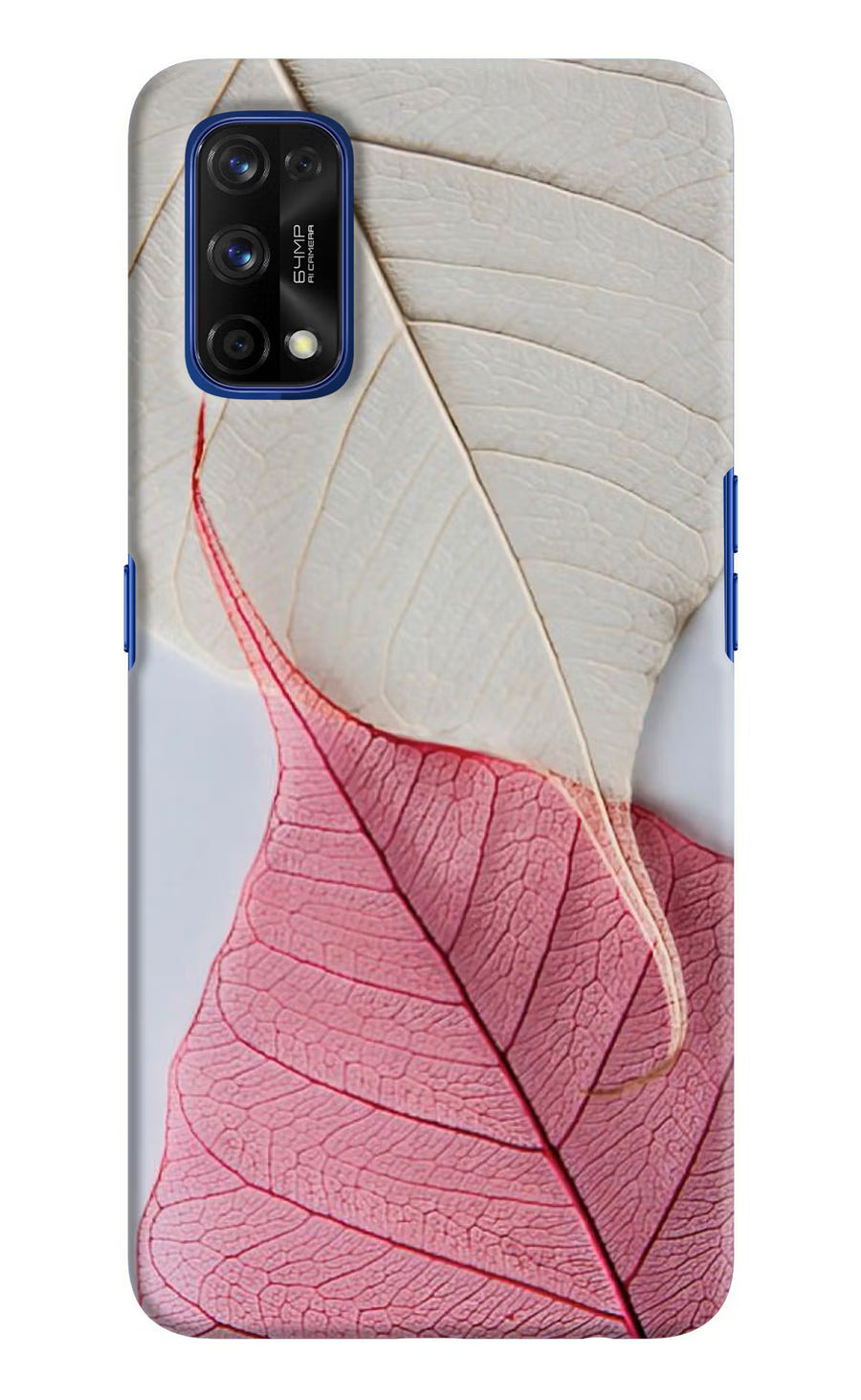 White Pink Leaf Realme 7 Pro Back Cover, Hard case