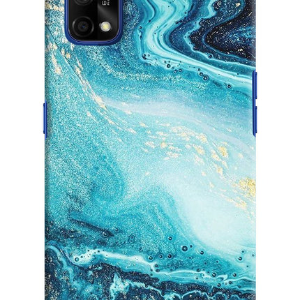 Blue Glitter Marble Realme 7 Pro Hard Case Back Cover by Casekaro