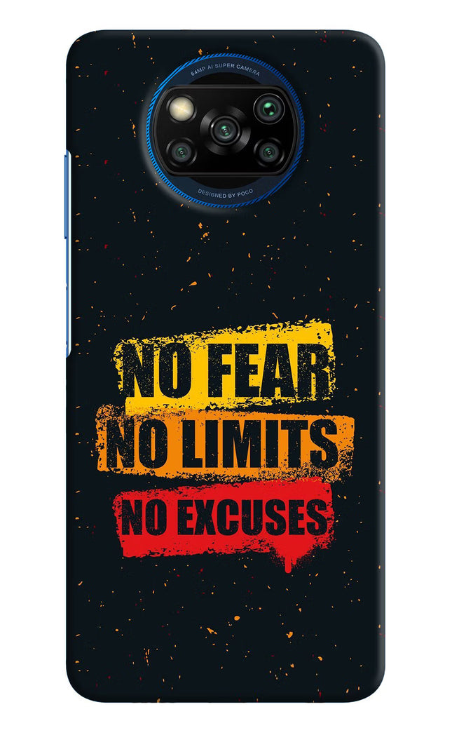 No Fear No Limits No Excuse Poco X3/X3 Pro Hard Case Back Cover by Casekaro