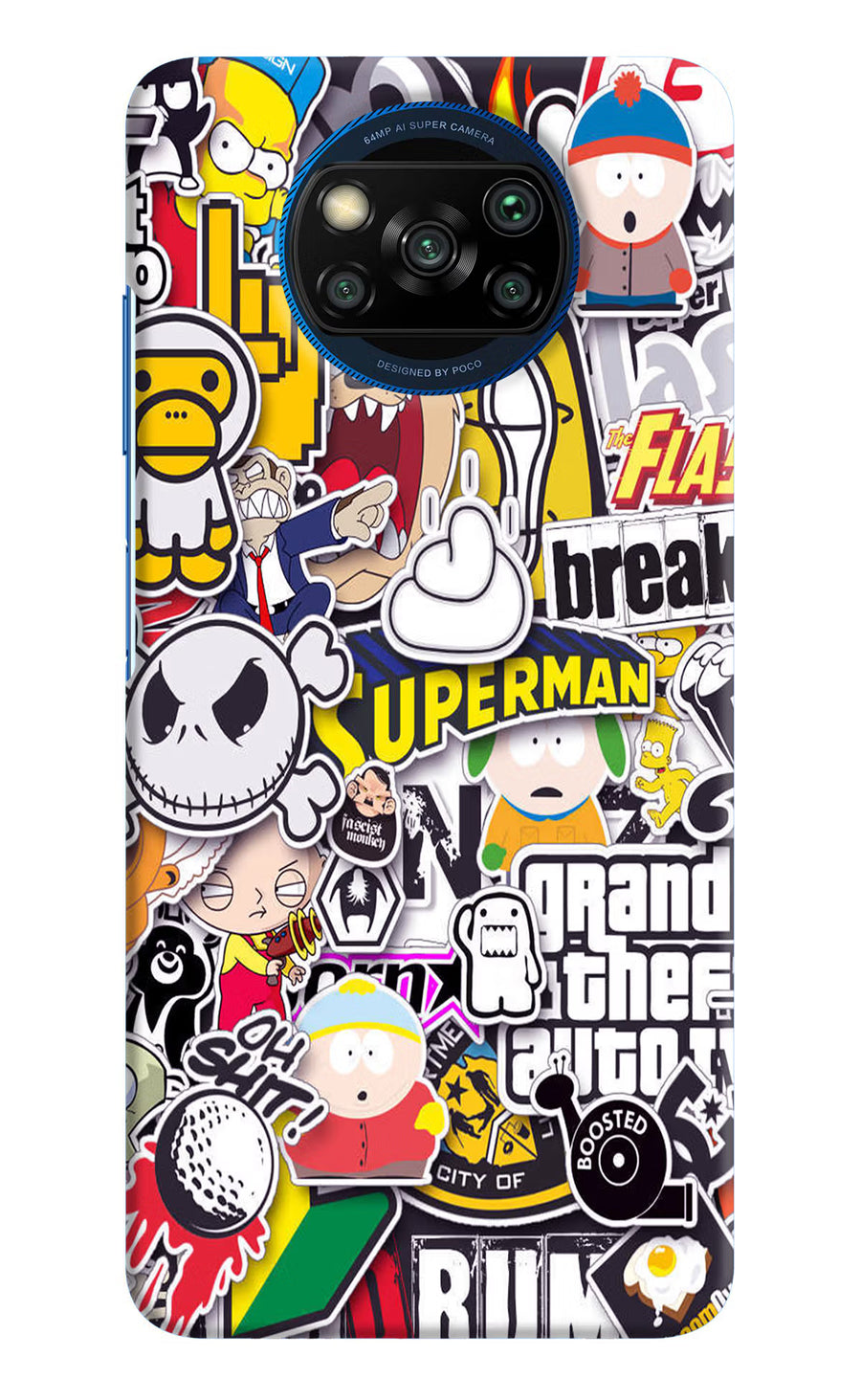 Sticker Bomb Poco X3/X3 Pro Back Cover, Hard case