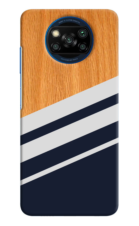 Blue and white wooden Poco X3/X3 Pro Hard Case Back Cover by Casekaro