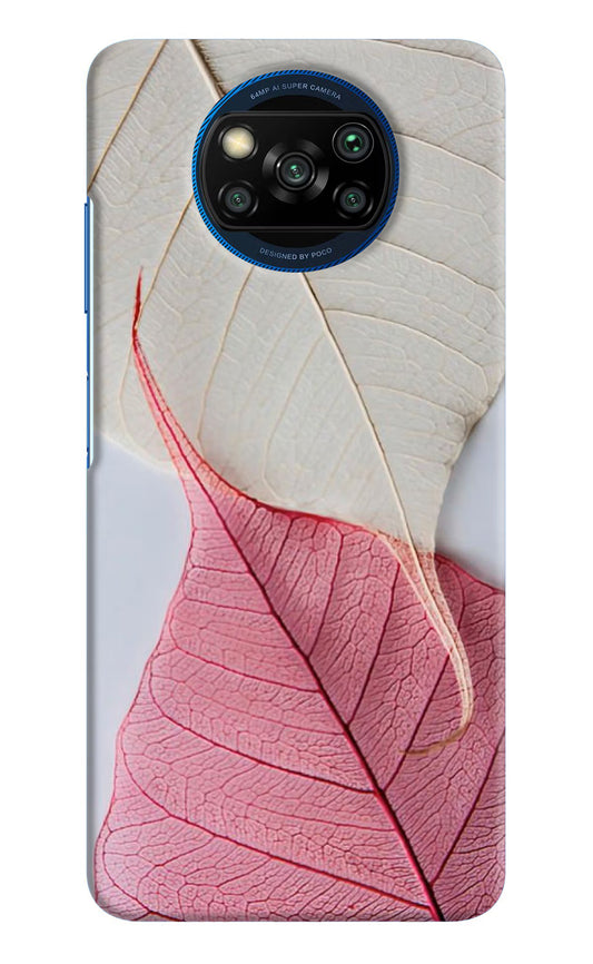 White Pink Leaf Poco X3/X3 Pro Hard Case Back Cover by Casekaro