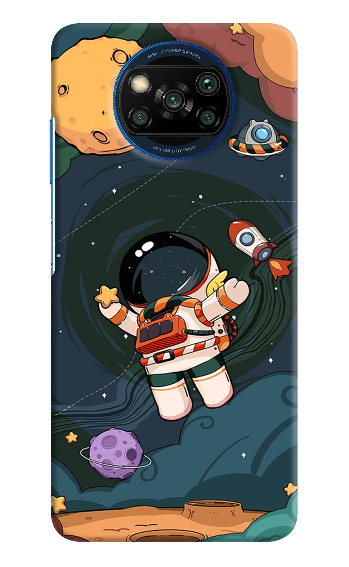 Cartoon Astronaut Poco X3/X3 Pro Hard Case Back Cover by Casekaro