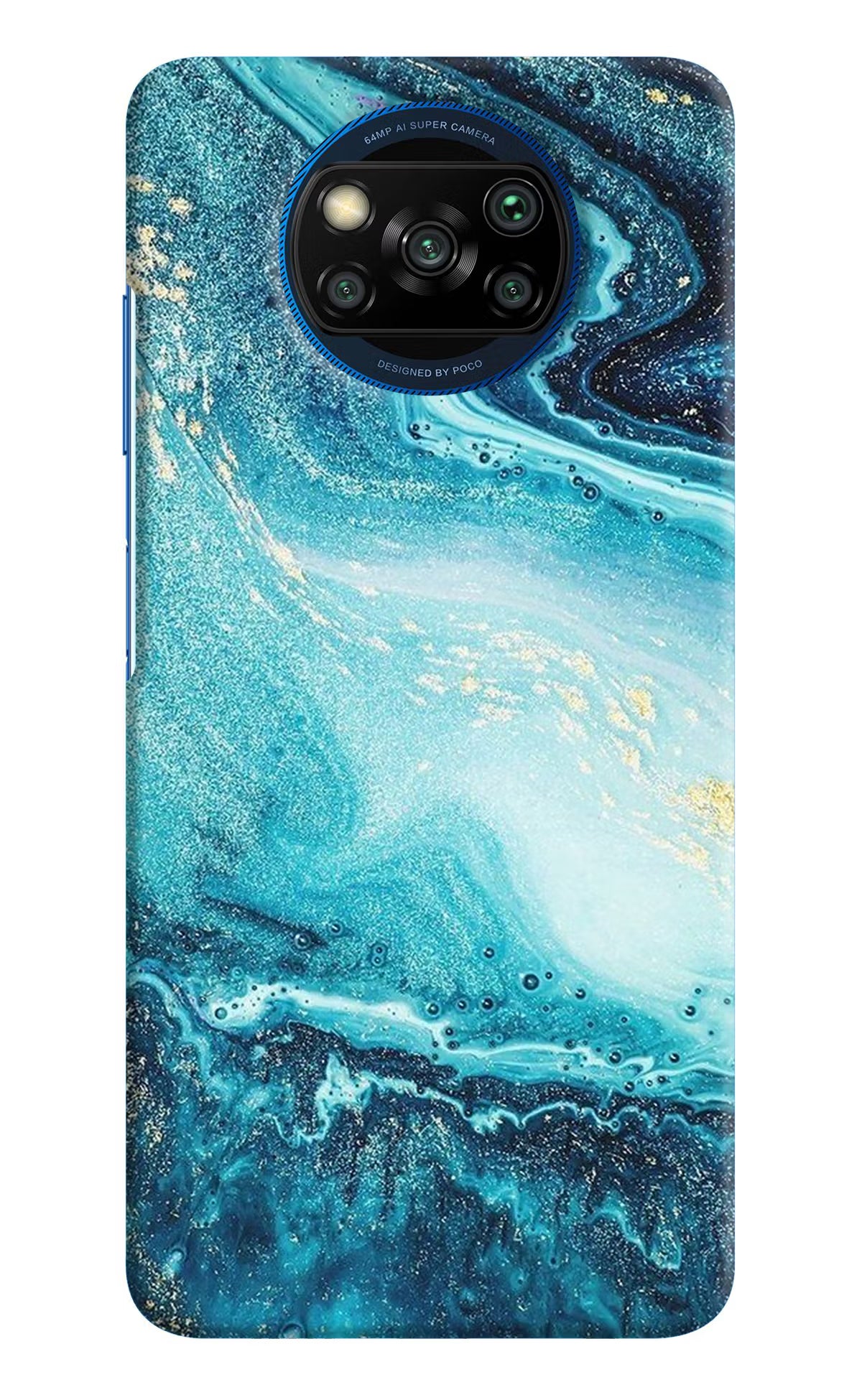 Blue Glitter Marble Poco X3/X3 Pro Hard Case Back Cover by Casekaro