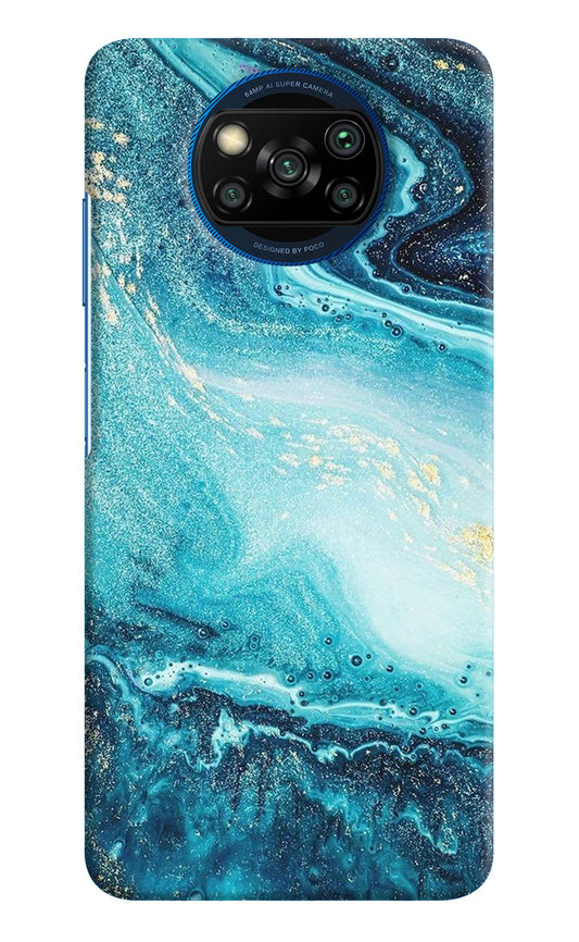 Blue Glitter Marble Poco X3/X3 Pro Hard Case Back Cover by Casekaro
