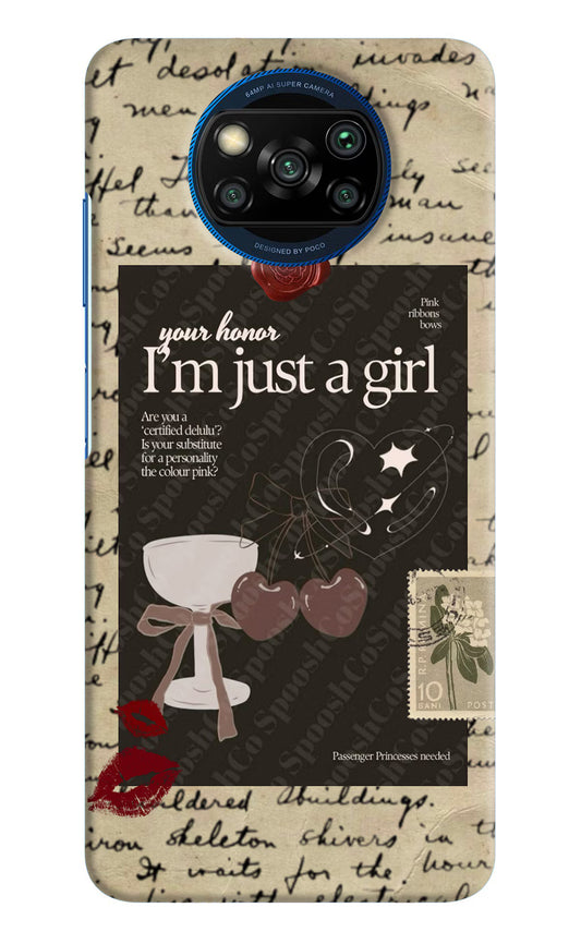 I am just a girl Poco X3/X3 Pro Hard Case Back Cover by Casekaro