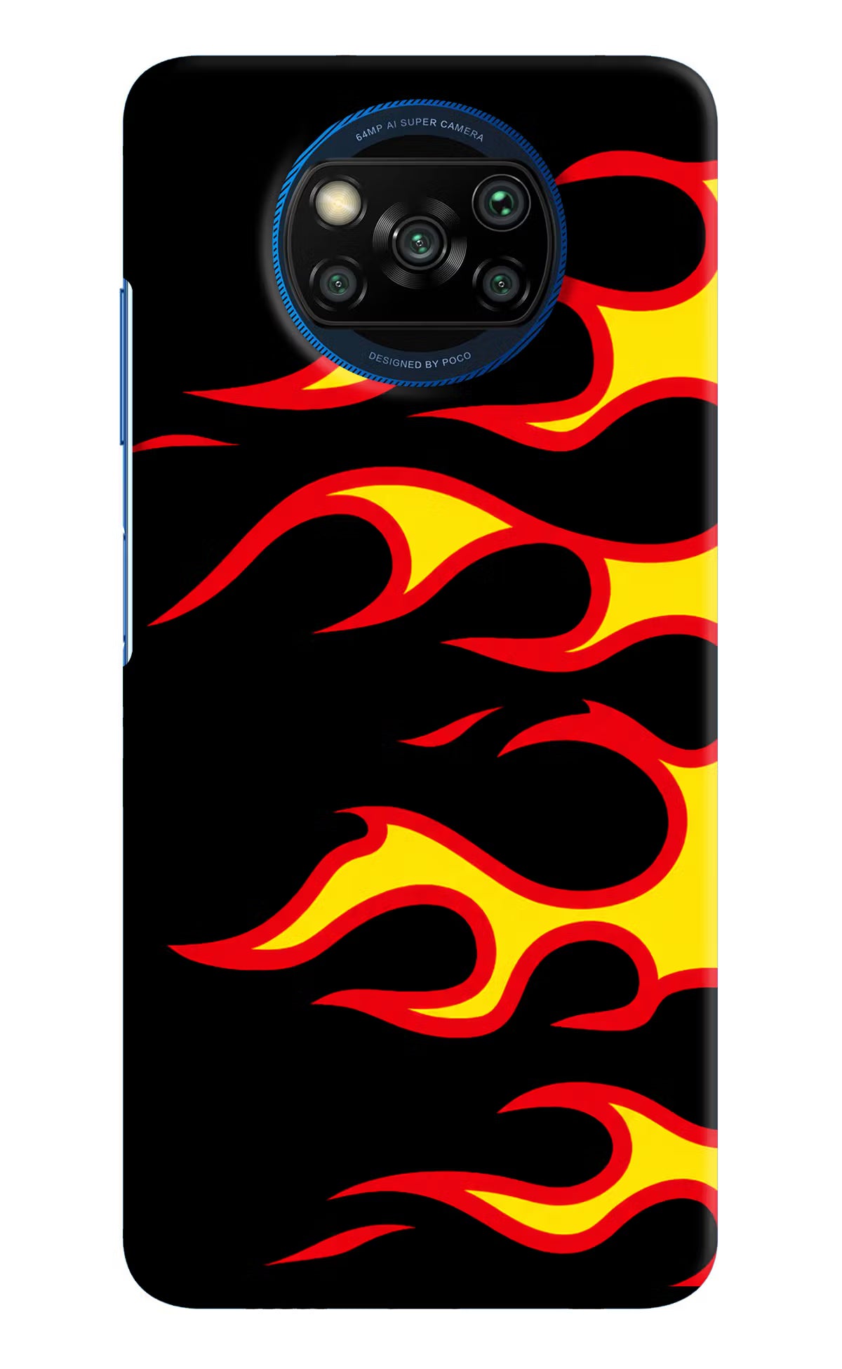 Side Sweep Flames Poco X3/X3 Pro Hard Case Back Cover by Casekaro