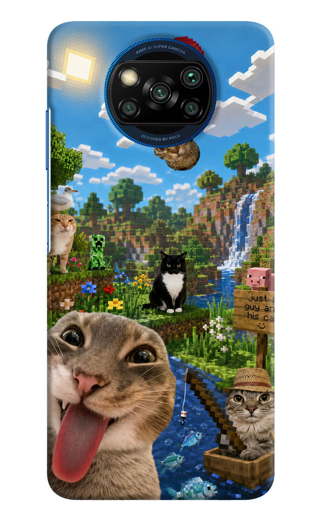 Minecraft Cat Chaos Poco X3/X3 Pro Hard Case Back Cover by Casekaro