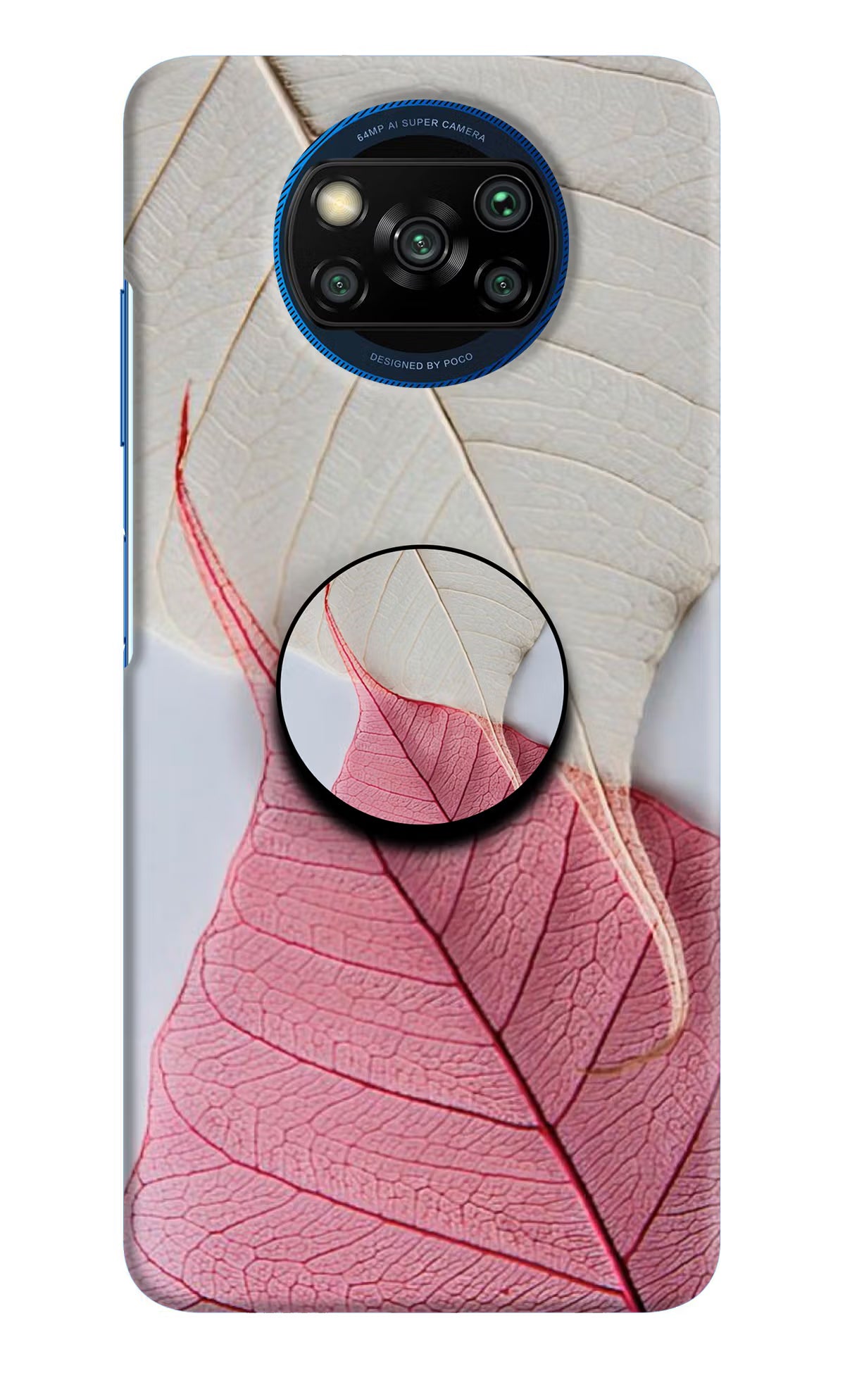 White Pink Leaf Poco X3/X3 Pro Pop Case by Casekaro
