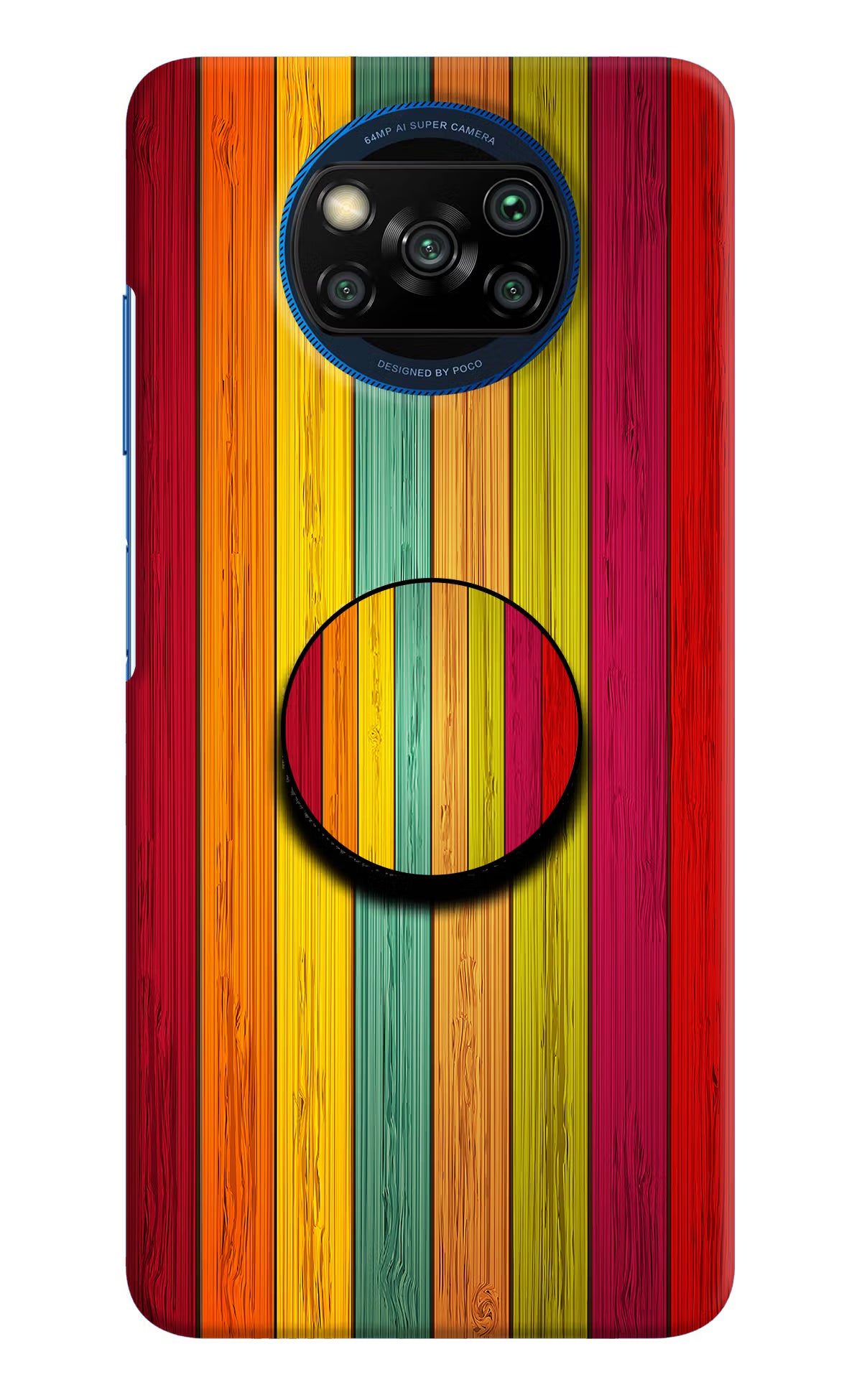 Multicolor Wooden Poco X3/X3 Pro Pop Case by Casekaro