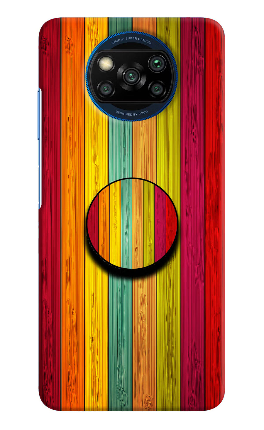 Multicolor Wooden Poco X3/X3 Pro Pop Case, Hard case