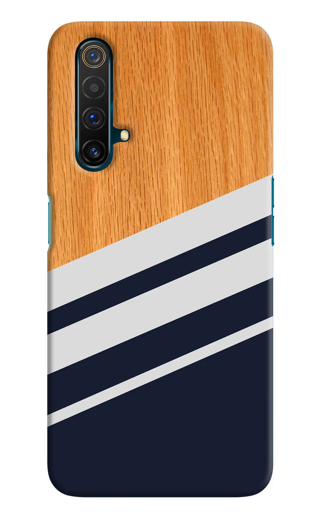 Blue and white wooden Realme X3 Hard Case Back Cover by Casekaro