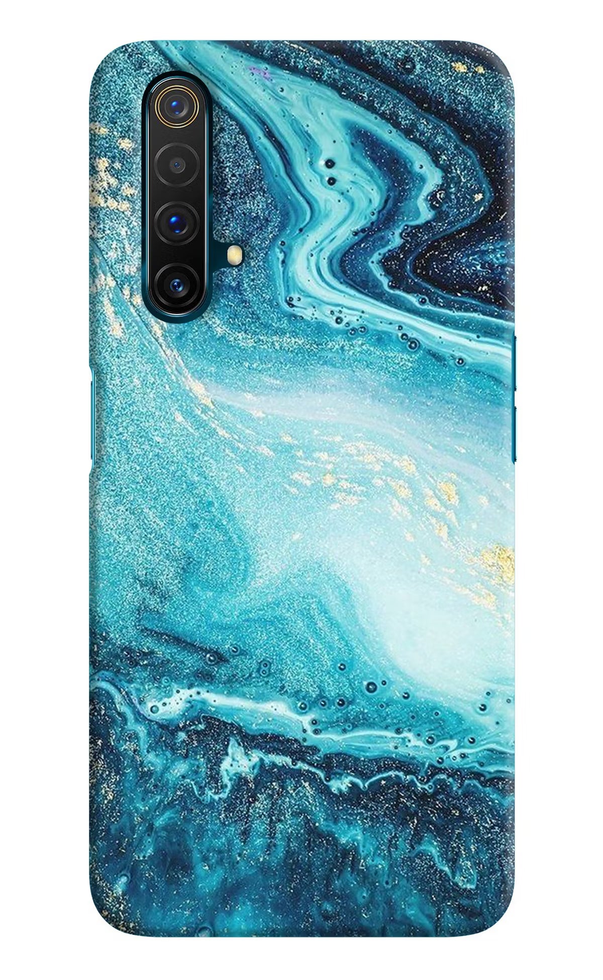 Blue Glitter Marble Realme X3 Hard Case Back Cover by Casekaro