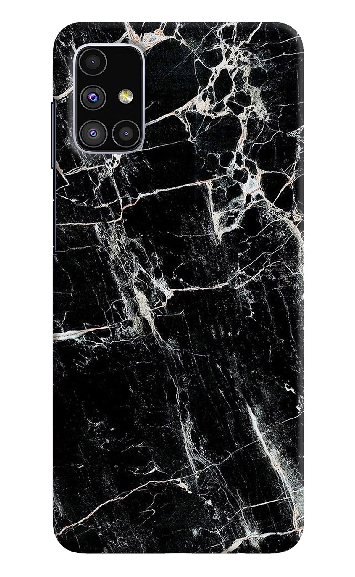 Black Marble Texture Samsung M51 Hard Case Back Cover by Casekaro