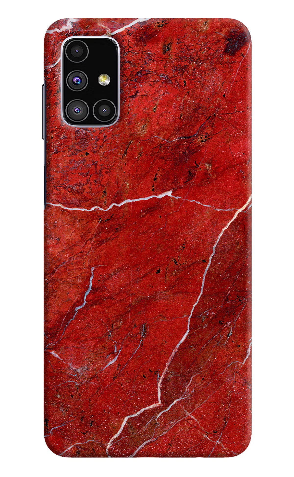 Red Marble Design Samsung M51 Hard Case Back Cover by Casekaro