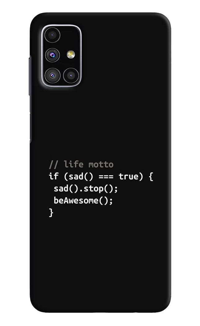 Life Motto Code Samsung M51 Hard Case Back Cover by Casekaro