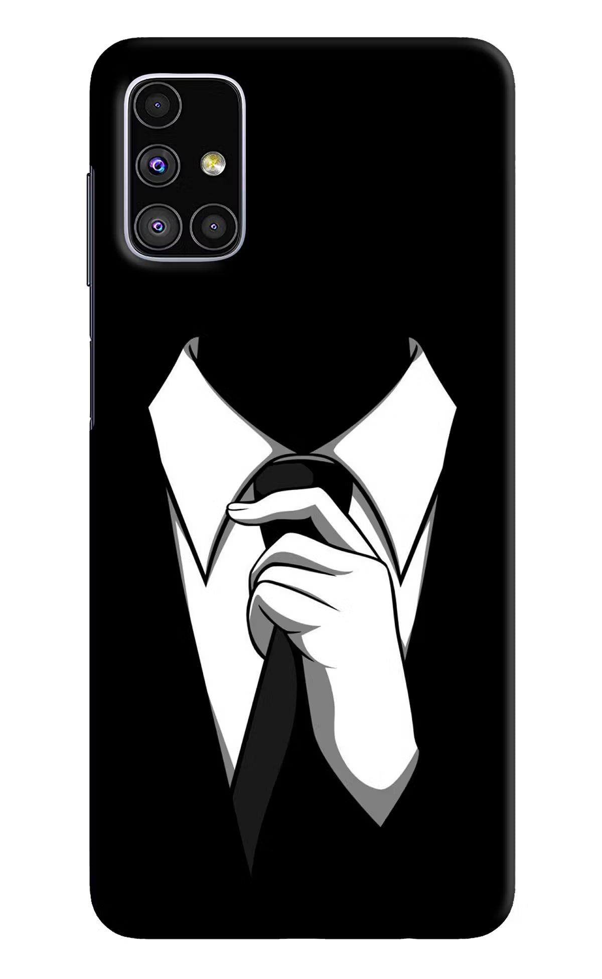 Black Tie Samsung M51 Hard Case Back Cover by Casekaro