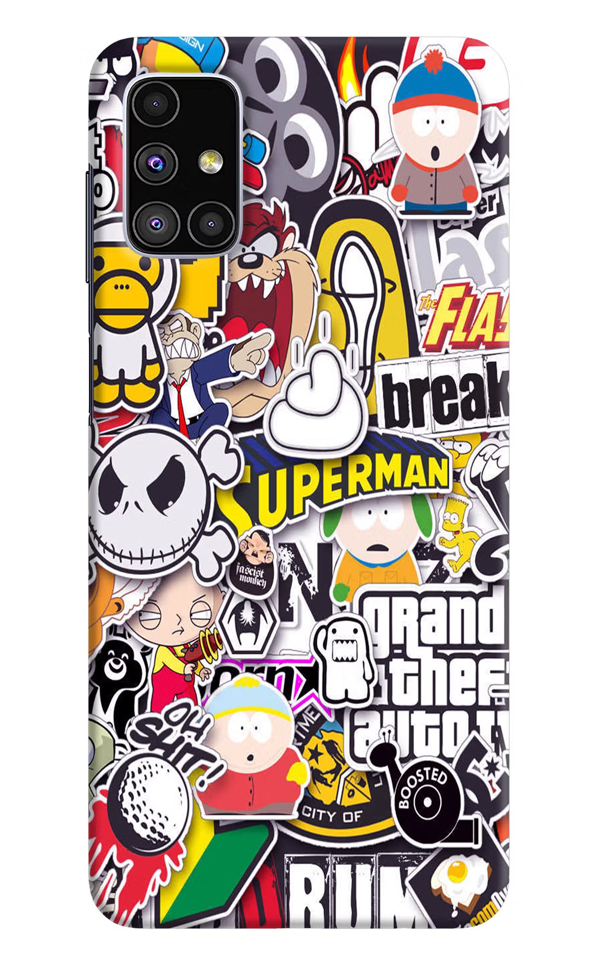 Sticker Bomb Samsung M51 Hard Case Back Cover by Casekaro