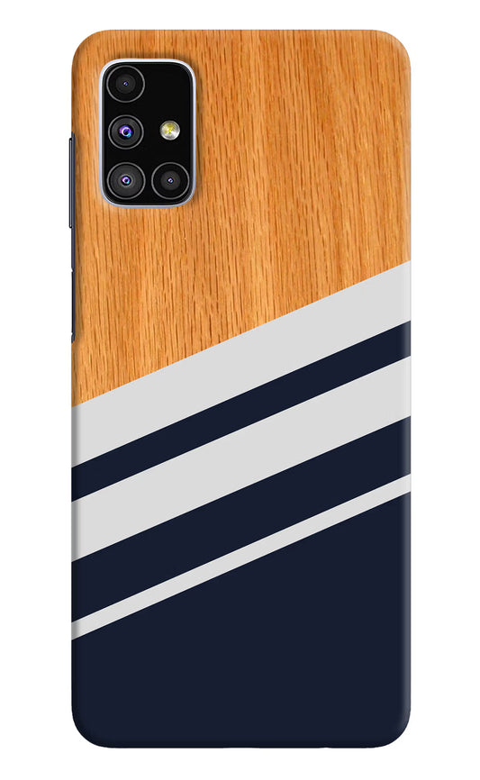 Blue and white wooden Samsung M51 Hard Case Back Cover by Casekaro