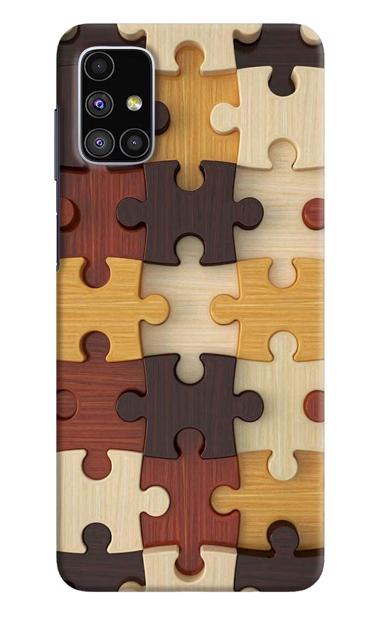 Wooden Puzzle Samsung M51 Hard Case Back Cover by Casekaro